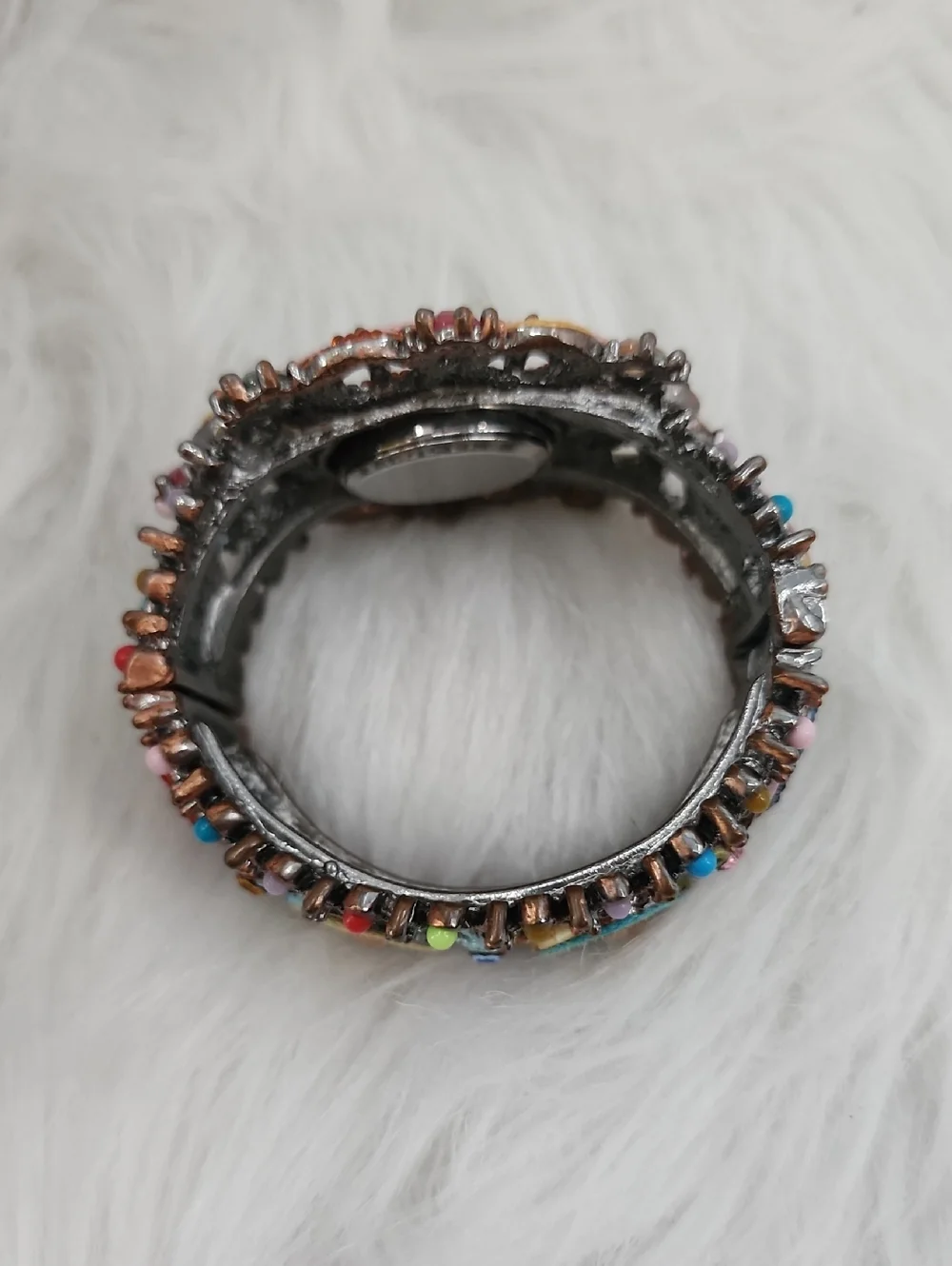 Narmi Colorful Beaded Floral Bracelet Watch - Multicolor, Needs Battery Put In